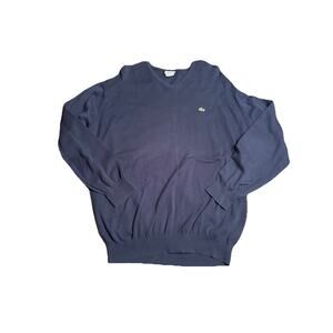 Lacoste Sweater Mens XXL Size 7 Navy Blue Ribbed Hem Sleeve Cuffs